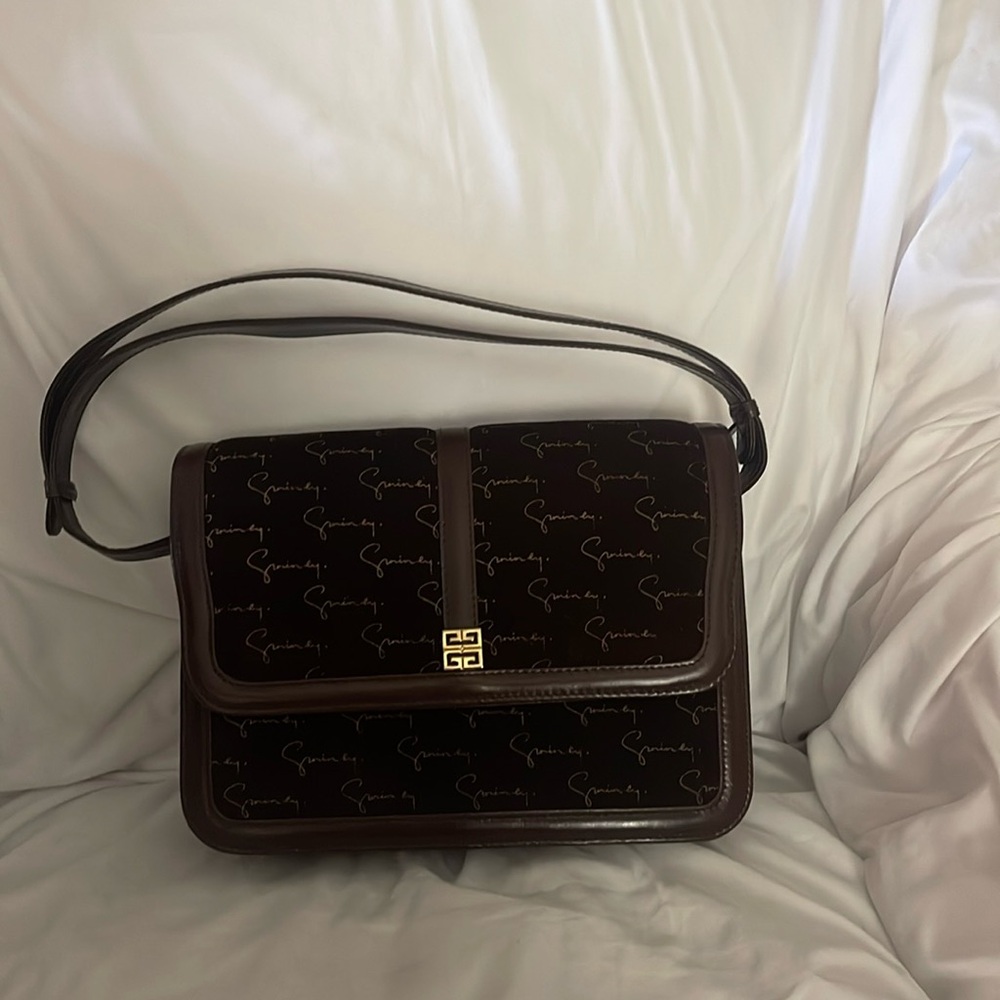 Brown velvet and leather Givenchy bag.